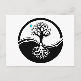 Yin Yang Tree of Life Black & White Briefkaart
