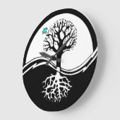 Yin Yang Tree of Life Black & White Grote Klok (Hoek)