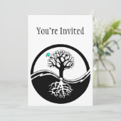 Yin Yang Tree of Life Black & White Kaart (Staand voorkant)