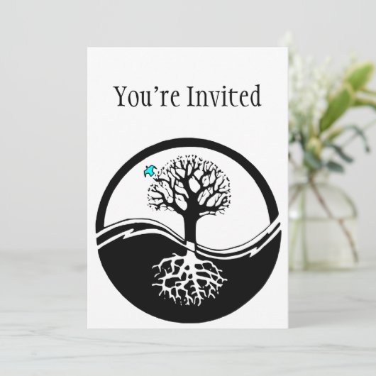 Yin Yang Tree of Life Black & White Kaart (Staand voorkant)