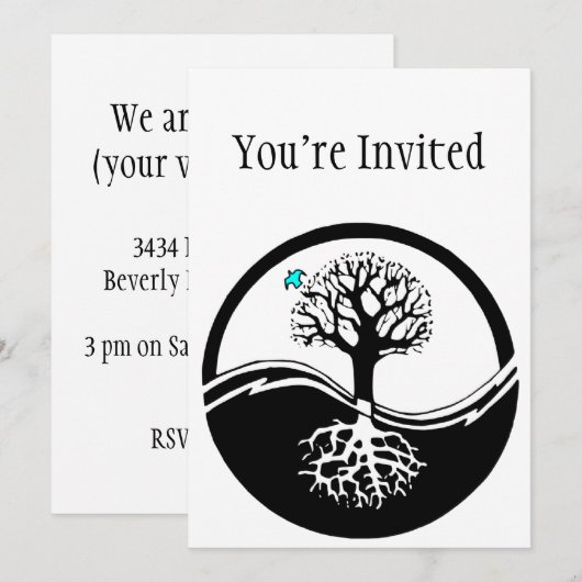 Yin Yang Tree of Life Black & White Kaart (Voorkant / Achterkant)