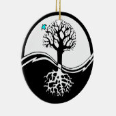 Yin Yang Tree of Life Black & White Keramisch Ornament (Rechts)