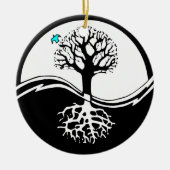 Yin Yang Tree of Life Black & White Keramisch Ornament (Voorkant)