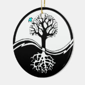 Yin Yang Tree of Life Black & White Keramisch Ornament (Links)