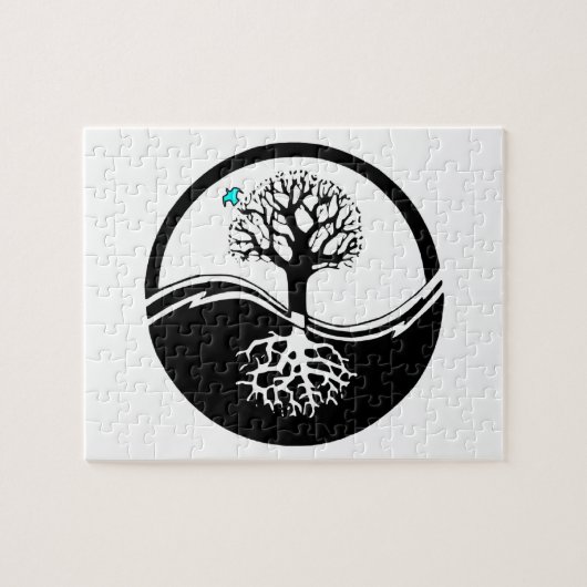 Yin Yang Tree of Life Black & White Legpuzzel (Horizontaal)