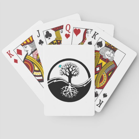 Yin Yang Tree of Life Black & White Pokerkaarten (Achterkant)