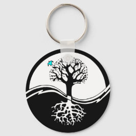 Yin Yang Tree of Life Black & White Sleutelhanger