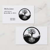 Yin Yang Tree of Life Black & White Visitekaartje (Voorkant / Achterkant)