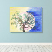 Yin Yang Tree of Life canvas print (Insitu (Houten vloer))