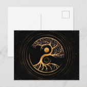 Yin Yang Tree of life - Fluoriet en Gold Briefkaart (Voorkant / Achterkant)