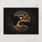 Yin Yang Tree of life - Fluoriet en Gold Briefkaart (Voorkant)