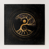 Yin Yang Tree of life - Fluoriet en Gold Legpuzzel (Verticaal)