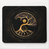 Yin Yang Tree of life - Fluoriet en Gold Muismat (Voorkant)