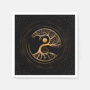 Yin Yang Tree of life - Fluoriet en Gold Servet