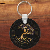 Yin Yang Tree of life - Fluoriet en Gold Sleutelhanger (Voorkant)