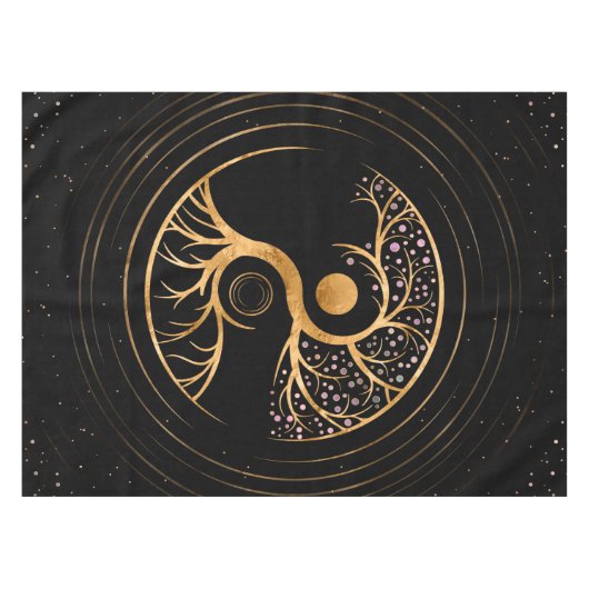Yin Yang Tree of life - Fluorite and Gold Tafelkleed (Voorkant (Horizontaal))