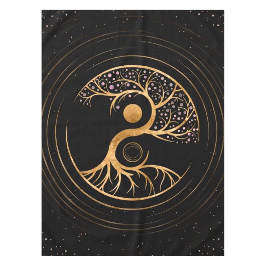 Yin Yang Tree of life - Fluorite and Gold Tafelkleed (Voorkant)