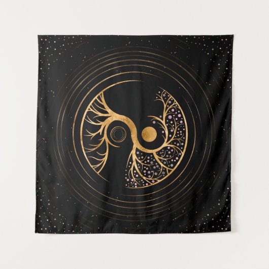 Yin Yang Tree of life - Fluorite and Gold Wandkleed (Voorkant (horizontaal))