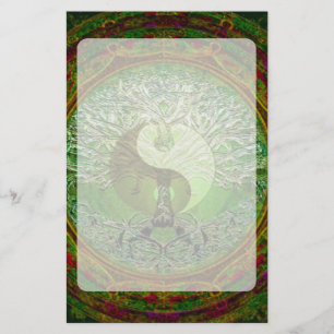 Yin Yang Tree of Life Green Briefpapier