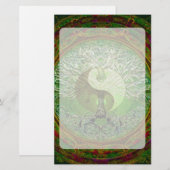 Yin Yang Tree of Life Green Briefpapier (Voorkant / Achterkant)