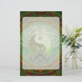 Yin Yang Tree of Life Green Briefpapier (Staand voorkant)