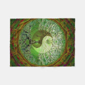 Yin Yang Tree of Life Green Fleece Deken (Voorkant (Horizontaal))