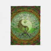 Yin Yang Tree of Life Green Fleece Deken (Voorkant)