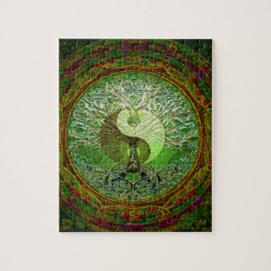 Yin Yang Tree of Life Green Legpuzzel (Verticaal)