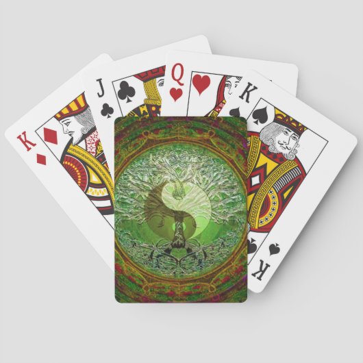 Yin Yang Tree of Life Green Pokerkaarten (Achterkant)