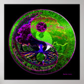 Yin Yang Tree of Life in Paars en groen Poster (Voorkant)