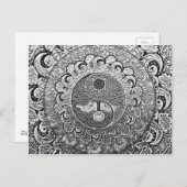 Yin Yang Tree of Life in Silver en Chrome Briefkaart (Voorkant / Achterkant)