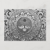 Yin Yang Tree of Life in Silver en Chrome Briefkaart (Voorkant)
