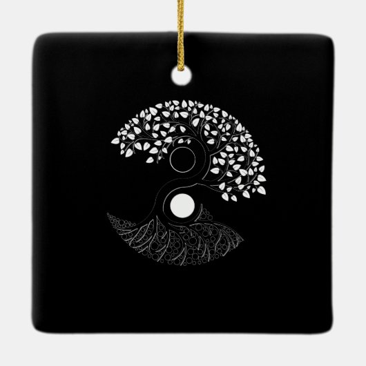 Yin Yang Tree of life Keramisch Ornament (Achterkant)