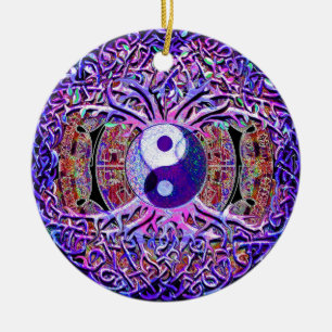 Yin Yang Tree of Life Keramisch Ornament