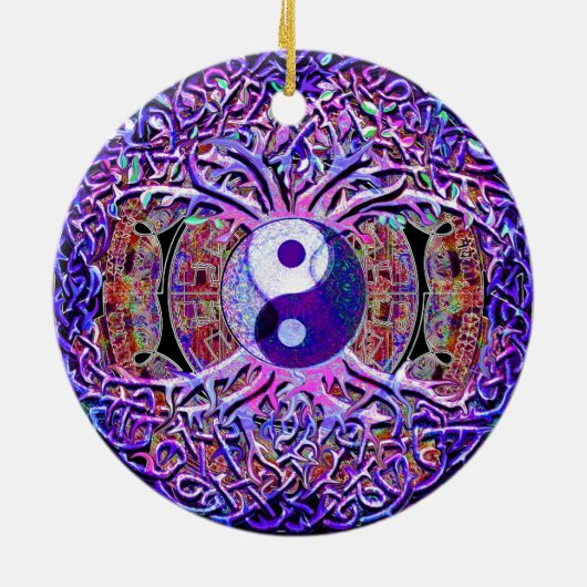 Yin Yang Tree of Life Keramisch Ornament (Achterkant)