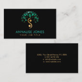 Yin Yang tree of life - Malachite Leaves Visitekaartje (Voorkant / Achterkant)