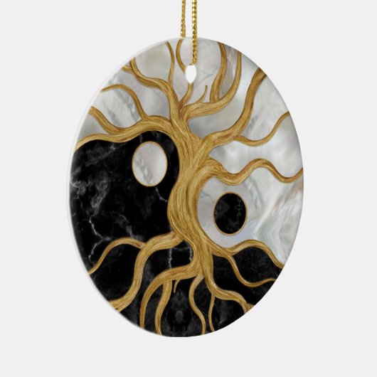 Yin Yang Tree of life - Marbles and Gold Keramisch Ornament (Rechts)