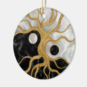 Yin Yang Tree of life - Marbles and Gold Keramisch Ornament (Links)