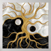 Yin Yang Tree of life - Marbles and Gold Poster (Voorkant)