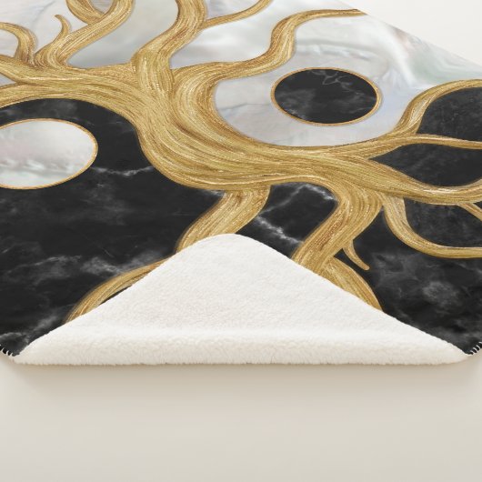 Yin Yang Tree of life - Marbles and Gold Sherpa Deken (3/4)