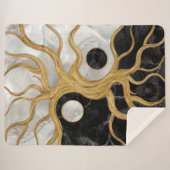Yin Yang Tree of life - Marbles and Gold Sherpa Deken (Voorkant (horizontaal))