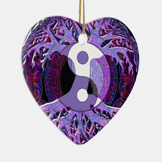 Yin Yang Tree of Life Paars Keramisch Ornament (Rechts)