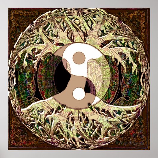 Yin Yang Tree of Life Tan Poster (Voorkant)