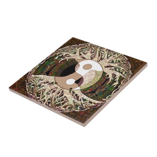 Yin Yang Tree of Life Tan Tegeltje (Zijkant)