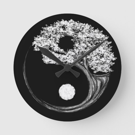 Yin Yang Tree Ronde Klok (Voorkant)
