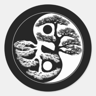 Yin Yang Tree Ronde Sticker