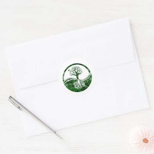 Yin Yang Tree Ronde Sticker (Envelop)