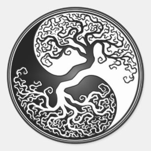 Yin Yang Tree Ronde Sticker