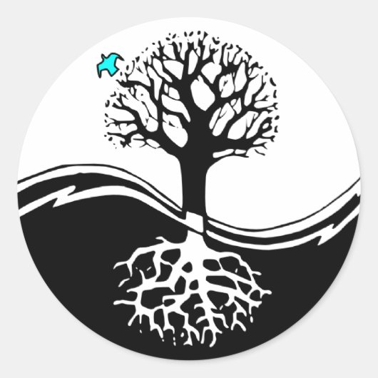 Yin Yang Tree Ronde Sticker (Voorkant)