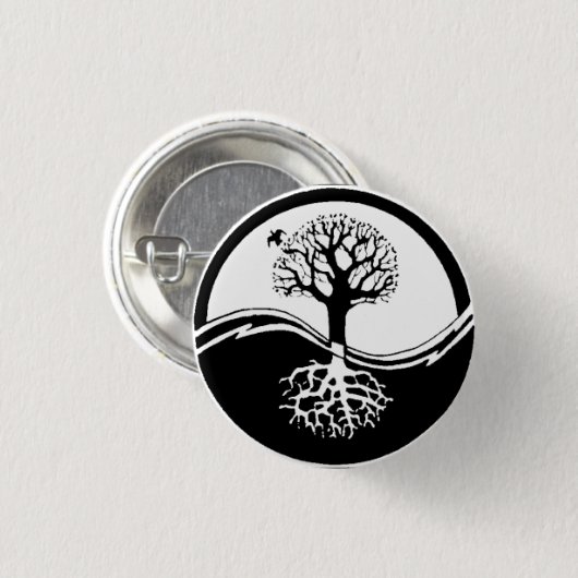 Yin Yang Tree Round Button (Voorkant /achterkant)